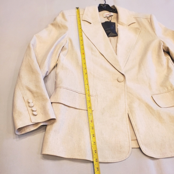 NWT$645 Halston Adley Cotton-Linen Suit Single-Breasted Blazer Top Jacket Sz 6 M - Picture 14 of 16